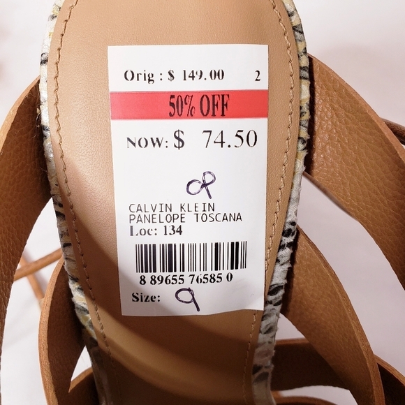 NIB Calvin Klein Panelope Toscana Strappy Sandals Lace Up Heels - Picture 8 of 12